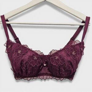 Floral Lace Bra - Deep Purple